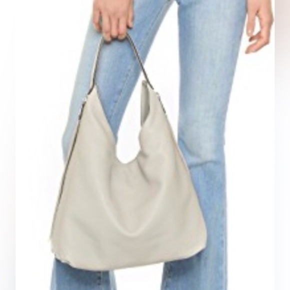 Rebecca Minkoff Large Gray Leather Bryn Double Zip Hobo Ladies Bag Purse - Picture 1 of 17